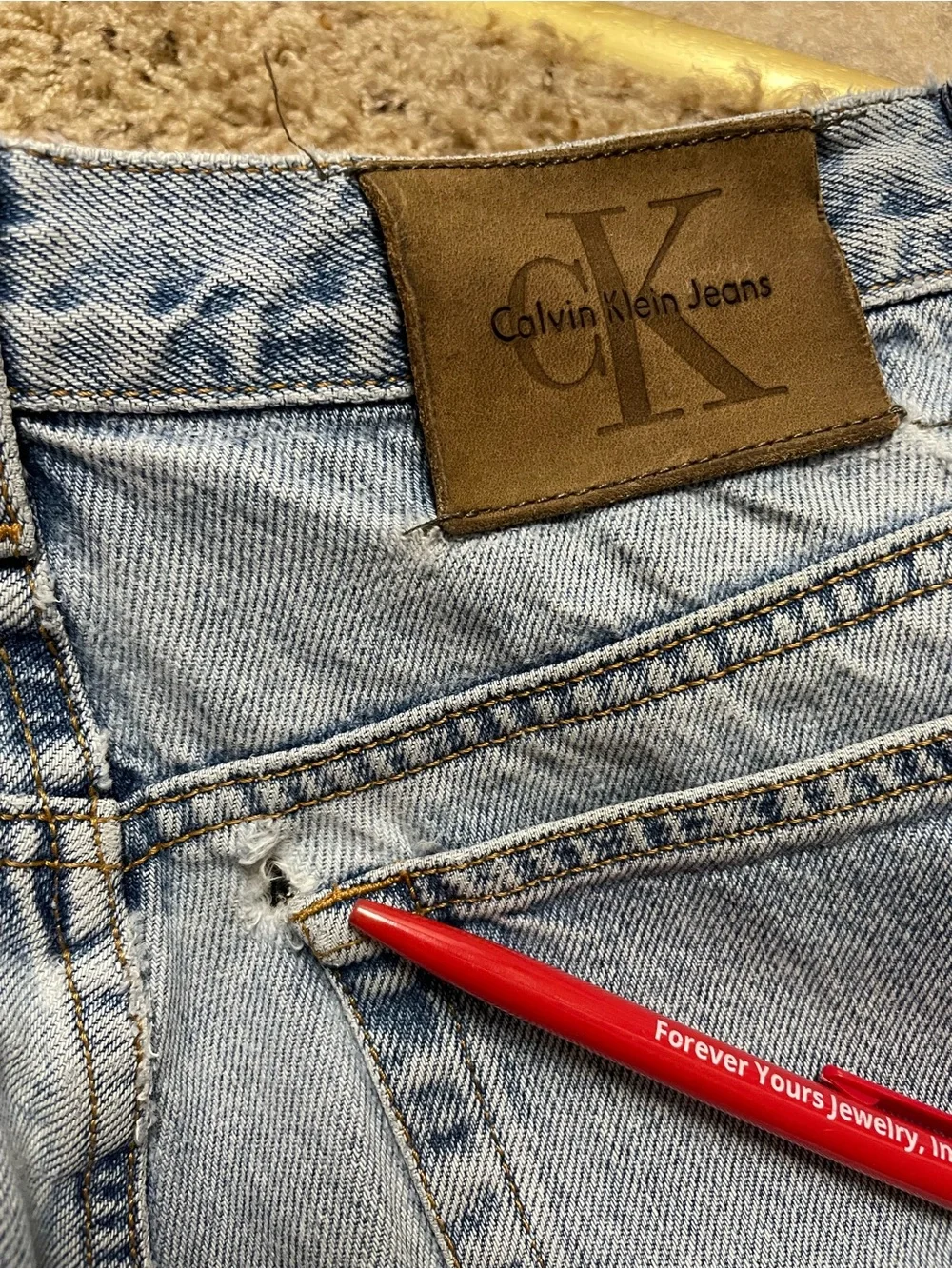 Vtg Y2K 90s Calvin Klein Jeans, 5 pocket straight leg, 100% cotton, size 12x32 - Picture 9 of 10